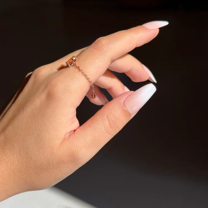 Citrine Champagne Self Love Chain Ring