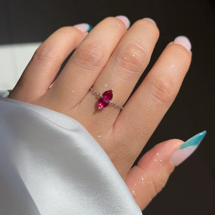 You & Me – Anello Catena Regolabile con Cuore Ametista (Edizione Limitata)