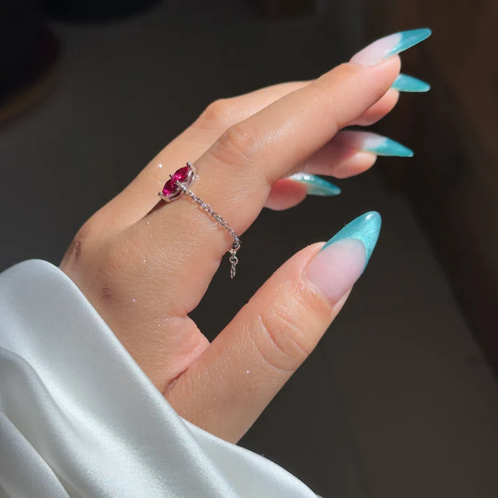 You & Me – Anello Catena Regolabile con Cuore Ametista (Edizione Limitata)