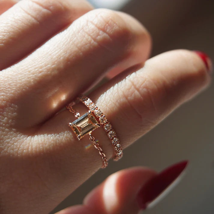 Citrine Champagne Self Love Chain Ring
