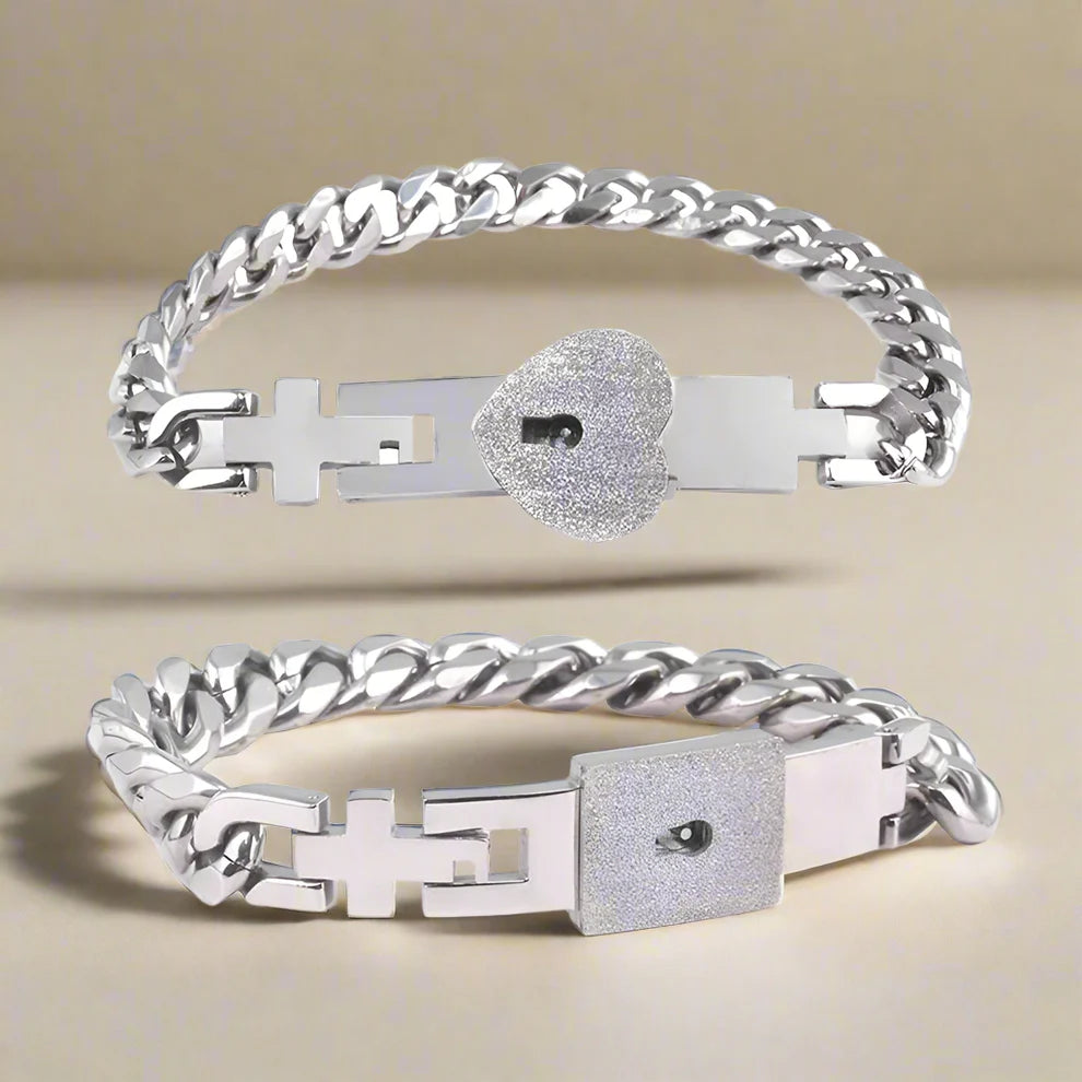 LoveLock Set – Bracciale & Collana Coppia Chiave e Lucchetto