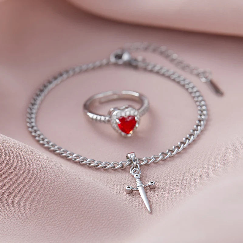 Soulbound Set – Bracciale Spada & Anello Cuore
