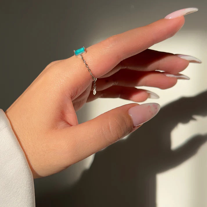 Tourmaline Chain – Anello Regolabile a Catena con Tormalina Naturale